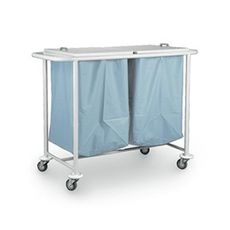 Carro de Roupa Suja Duplo em Inox com Tampa