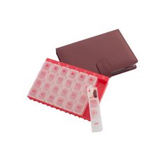 Organizador de Medicamentos Semanal Vermelho com Carteira