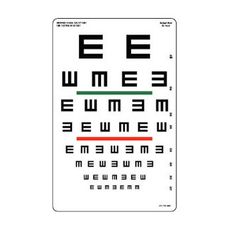 Escala Optométrica Tumbling com Letra "E" e Barra a Cores
