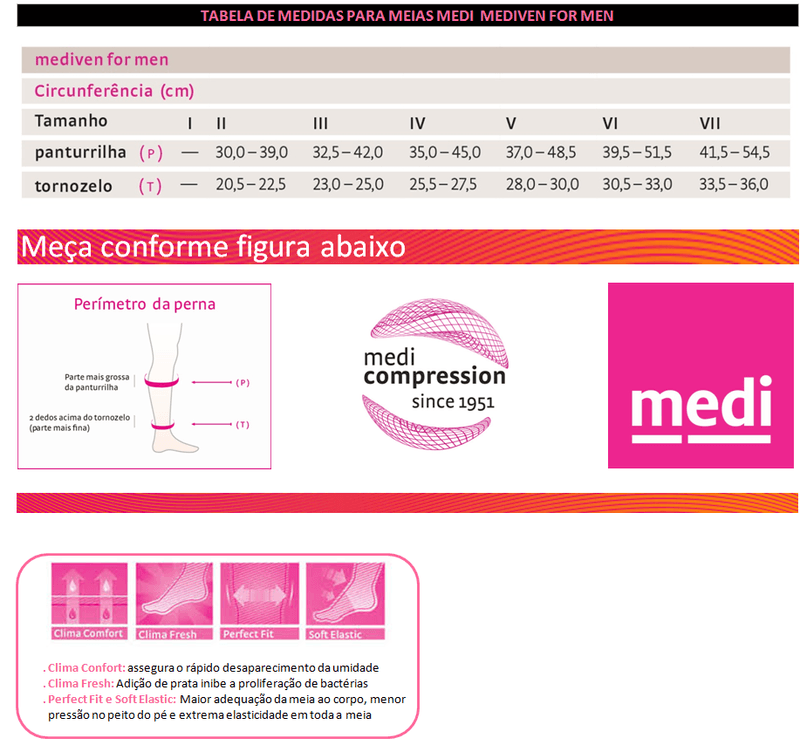 MEDI - Meia até joelho MEDIVEN Elegance, pé fechado AD, CCL2