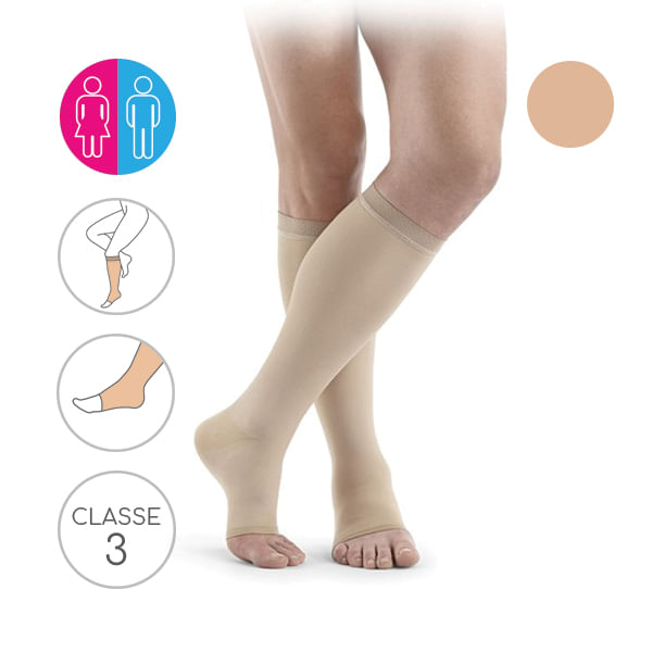 Meias-de-Compressao-Traditional-JOELHO-Classe-3-Pe-Aberto