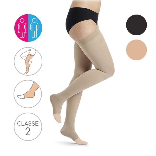 Meias-de-Compressao-Cotton-Raiz-Coxa-Classe-2-Pe-Aberto