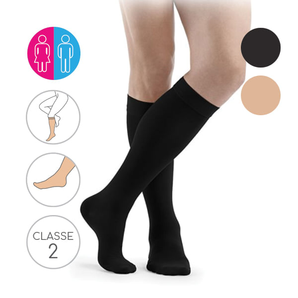 Meias-de-Compressao-Cotton-JOELHO-Classe-2-Pe-Fechado
